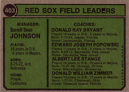 1974 Topps Don Zimmer #403 Back