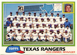 1981 Topps Team Sheets Rangers Team Card #673 Front