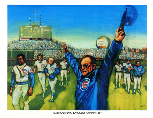 1984 Unocal 76 Artist's Print "Jim Frey's 9/30/84 Post-Game Victory Lap" Front