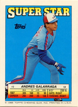 1988 Topps Stickers #16 / Galarraga #2 Back